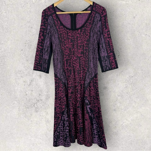 NIC+ZOE Dresses & Skirts - Nic Zoe Flare Dress Size Medium Purple Pink‎ Stretch Flare Bohemian Long Sleeves